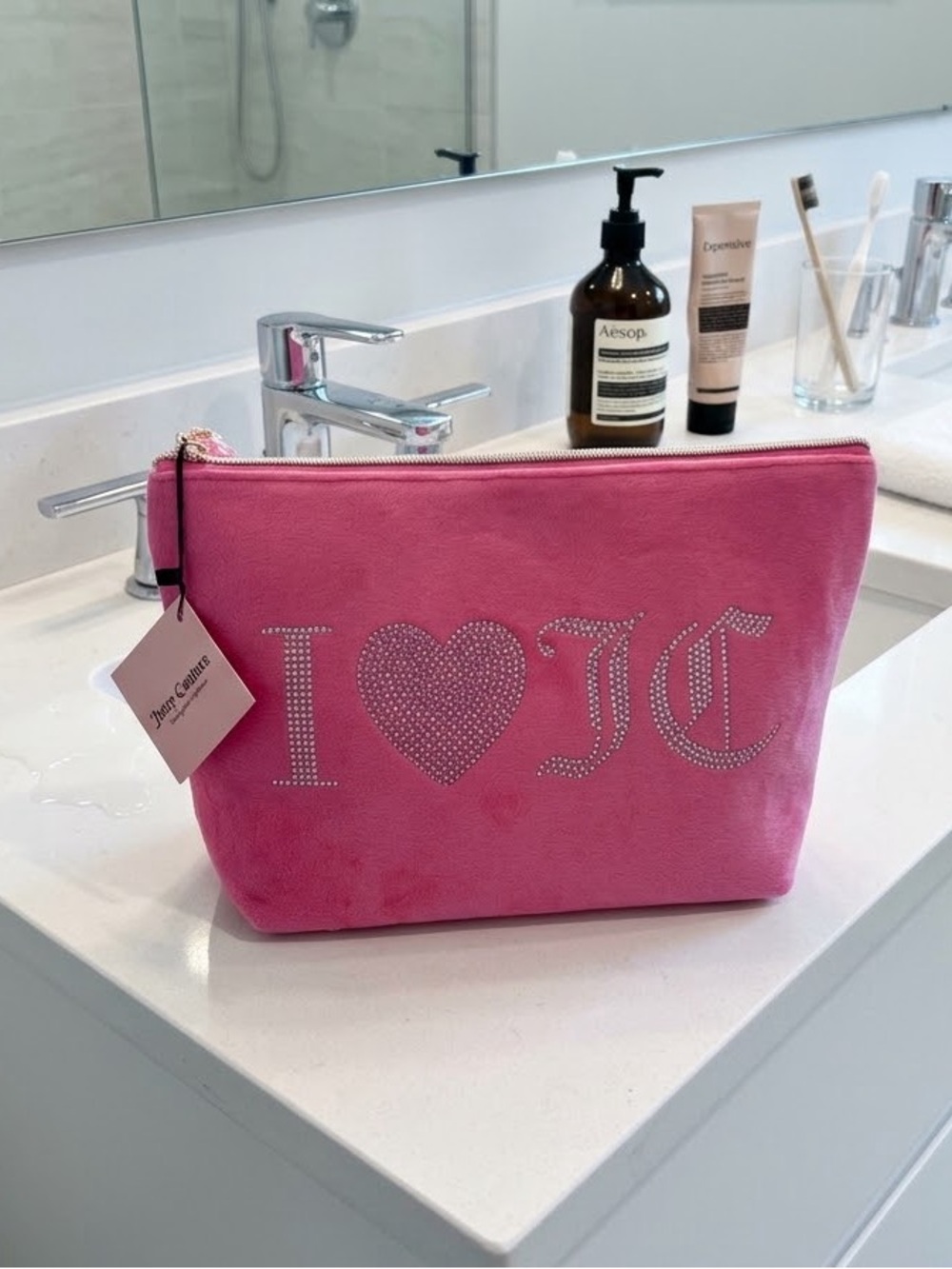 Juicy Couture Hot Pink Crystal 'I ♥ JC' Cosmetic Pouch